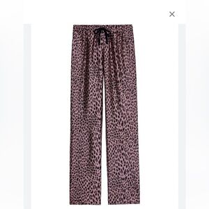 Zadig & Voltaire leopard print trousers pink black tie waist